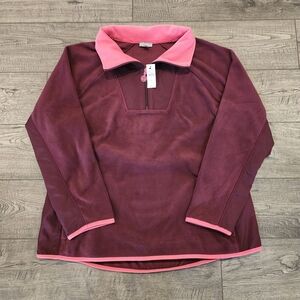Talbots Women's Microfleece Half-Zip Pullover Size Plus 1X Burgundy Berry NWT